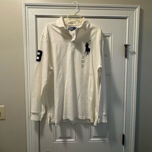 Ralph Lauren Cream Polo Shirt with Navy Logo